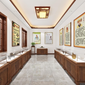 中式医馆展厅3D模型下载